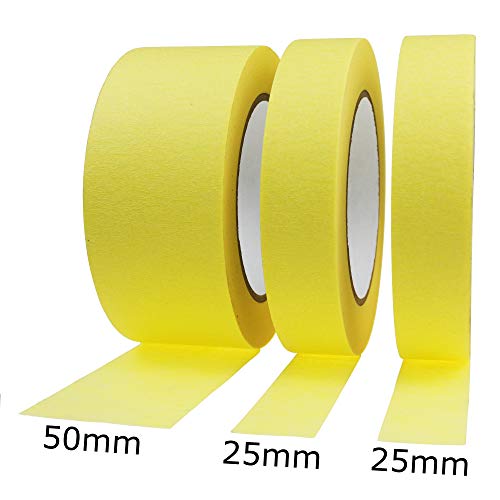 Product Cover Painting Tape Multisize 3 Pack Automotive Yellow Masking Tape Painting for Diamond Painting Watercolor Painting Spray Painting and Detailed Works Painting
