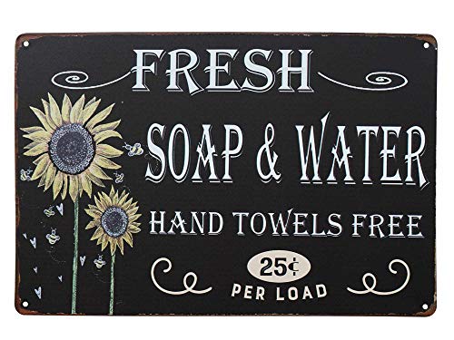 Product Cover SKYC Colorful Sunflower Fresh Soap Water Hanging Sign Vintage Bath Bathroom Laundry Room Decor Country Wall Home Decor Art Signs 8X12Inch
