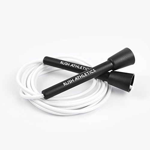 Product Cover RUSH ATHLETICS Speed Rope Black/White - Skipping Rope, Best for Boxing MMA Cardio Fitness Training - Speed - Adjustable 11ft Jump Rope Sold