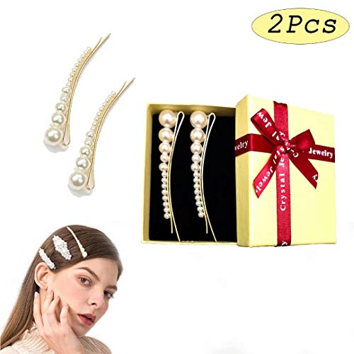 Product Cover Pearls Hair Clips for Women Girls Lady,Pearl Hair Barrettes,Elegant Hairpins Hair Accessory for Birthday Wedding(2pcs)