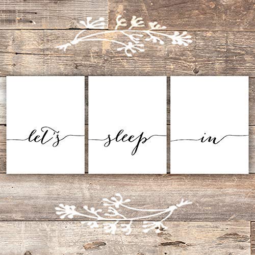 Product Cover Let's Sleep In Art Prints (Set of 3) - Unframed - 8x10 | Bedroom Wall Decor