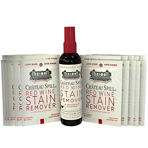 Product Cover Chateau Spill Red Wine Stain Remover Kit (1 x 4oz Bottle & 10 Individual Wipes) | Wine Stain Remover for Clothes | Fabric Stain Remover | Gets The Red Out | Great Wine Accessories