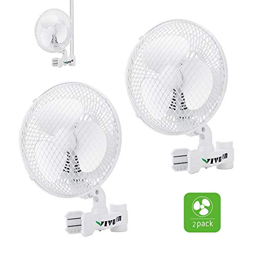 Product Cover VIVOSUN 2-Pack 6 Inch Clip on Oscillating Fan Fit for 0.59 to 1 Inch Grow Tent Pole with 2-Speed Control