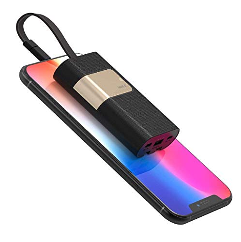 Product Cover iWALK USB C 10000mAh Portable Charger with Built in Cables,18W PD and QC3.0 Power Bank Compatible with iPhone 11 pro max Xs/X 8 7 Plus,Samsung Galaxy,Nintendo Switch and More,Black