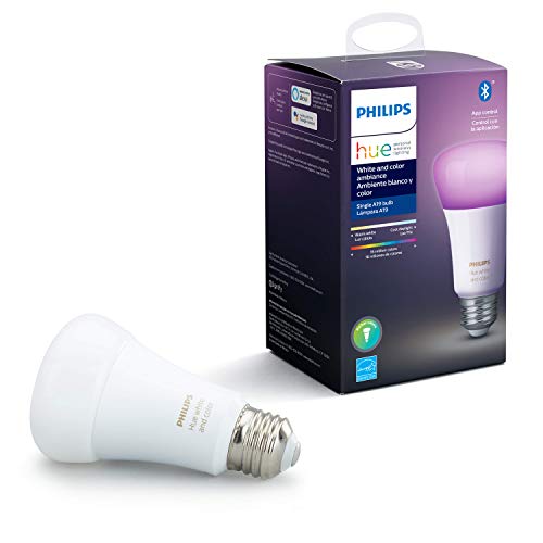 Product Cover Philips Hue White and Color Ambiance A19 LED Smart Bulb, Bluetooth & Zigbee Compatible (Hue Hub Optional), Compatible with Alexa & Google Assistant
