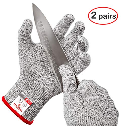 Product Cover HereToGear Cut Resistant Gloves - 2 PAIRS XS for Kids 8-12 years - Food Grade, Level 5 Protection - Great for Whittling - FDA Test