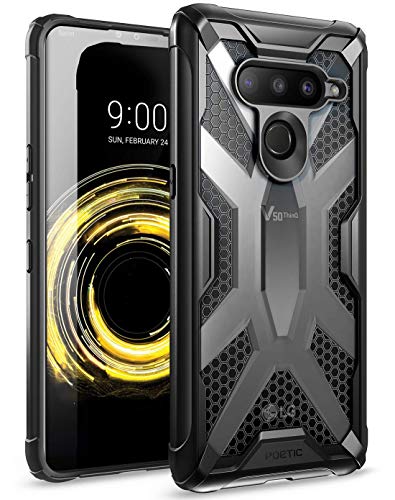 Product Cover LG V50 ThinQ Case, Poetic Premium Hybrid Protective Clear Bumper Cover, Rugged Lightweight, Military Grade Drop Tested, Affinity Series, for LG V50 ThinQ 5G (2019), Frost Clear/Black