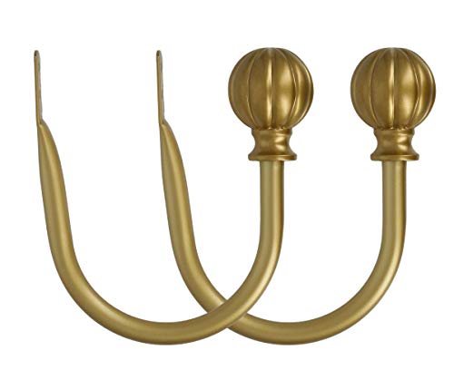 Product Cover MERIVILLE Set of 2 Decorative Fluted Ball End Window Curtain Holdbacks for Draperies, Royal Gold