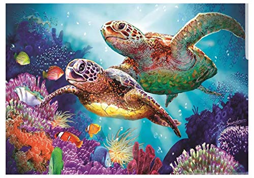 Product Cover Hrank 5D DIY Diamond Painting Kits for Adults,Paint with Diamonds Full Drill Rhinestone Cross Stitch Arts Craft for Home Wall Decor 30x40cm/11.8×15.7Inches(Sea Turtle)