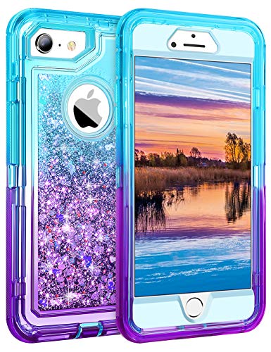 Product Cover Coolden Case for iPhone 6S Plus Case Protective Glitter Case for Women Girls Cute Bling Sparkle Heavy Duty Hard Shell Shockproof TPU Case for 5.5 Inches iPhone 6 Plus 7 Plus 8 Plus, Aqua Purple