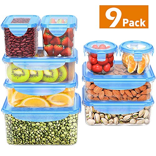 Product Cover Food Storage Containers with Lids, MOKALOO Plastic Meal Prep Containers with Airtight Leak Proof Lids, BPA-Free Reusable Bento Lunch Box, Food Prep Containers for Kitchen Use [9-Pack]