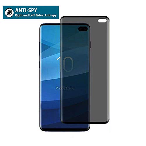Product Cover S10 Plus Privacy Tempered Glass Screen Protector,Rainsky 9H Hardness Anti-Spy Glass Film, 3D Curved Screen,Anti-Scratch,Touching Sensitive with Bubble Free for Samsung Galaxy S10 (2Pack/S10 Plus)
