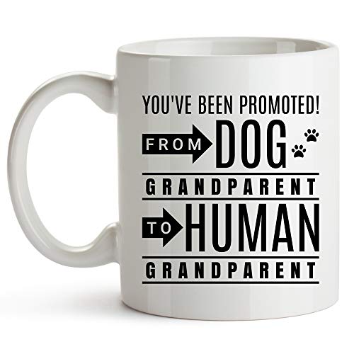 Product Cover YouNique Designs Dog Grandma To Human Grandma Mug, 11 Ounces, Pregnancy Announcement For Grandparents, Dog Baby Announcement
