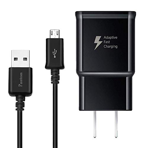 Product Cover Adaptive Fast Charging Wall Charger with 5-Feet Micro USB Cable Kit Compatible with Samsung Galaxy S7/S7 Edge/S5/S6/S6 Edge/S4/S3/Note 5 [Black]