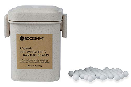 Product Cover ROCKSHEAT Ceramic Pie Weights Baking Beans Natural Food Grade Crust & Pastry Utensils with Wheat Straw Container (2.2Lb@0g)