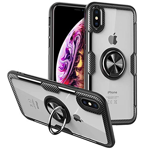 Product Cover iPhone XR Case Thin,iPhone XR Cases Clear iPhone XR Case Transparent,iPhone XR Case Stand Magnetic Ring,iPhone XR Case Shockproof Silicone Gel Hard Back Cover Case for Apple iPhone XR 6.1 Inch -Black