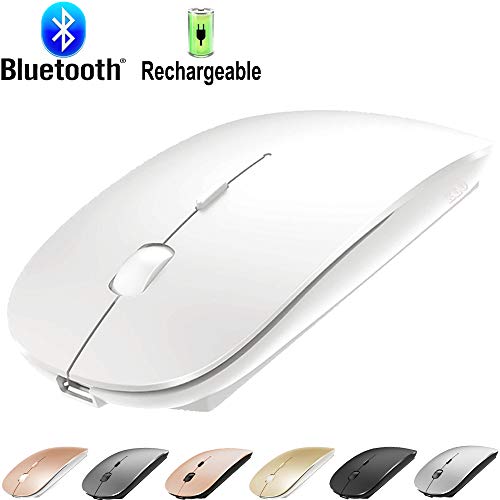 Product Cover Rechargeable Bluetooth Mouse for Laptop Mac Pro Air Bluetooth Wireless Mouse for MacBook pro MacBook Air MacBook Mac Window Laptop (White)