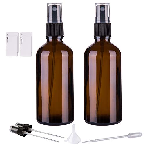 Product Cover Amber Glass Spray Bottles for Essential Oils, 4oz Empty Small Fine Mist Spray Bottle 2 Pack