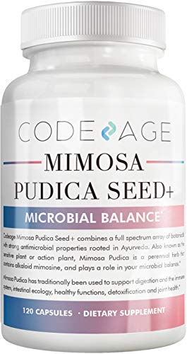Product Cover Codeage Mimosa Pudica Seed Capsules - Organic Mimosa Pudica Seeds, Intestinal Support, Supports Detoxification with Mimosa Pudica, Black Walnut, Vidanga, Neem, All in One, 120 Capsules