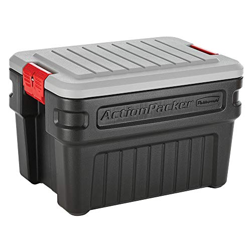 Product Cover Rubbermaid ActionPacker️ 24 Gal Lockable Storage Bins Pack of 2, Industrial, Rugged Storage Containers with Lids