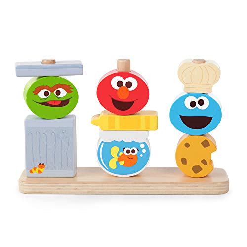 Product Cover Bright Starts Mix & Match Sesame Street Friends Wooden Stacking Toy, Ages 18-36 Months