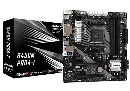 Product Cover Asrock B450M Pro4-F - AM4 - AMD Ryzen 3rd Generation Latest BIOS Updated Motherboard