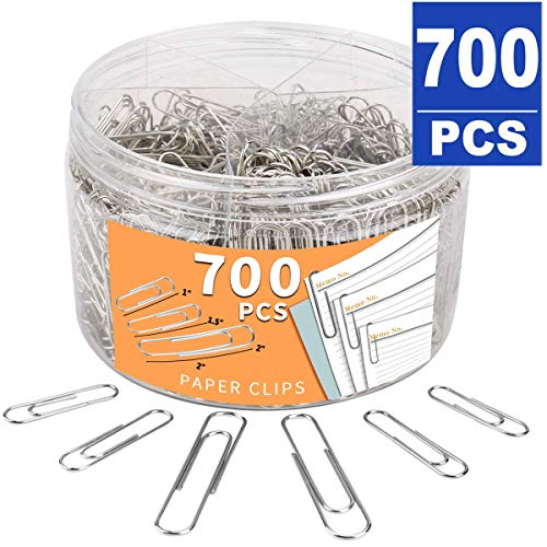Product Cover 700 Paper Clips,Medium and Jumbo Size,Paperclips for Office School and Personal Use(28 mm,33mm,50 mm) (Silver)