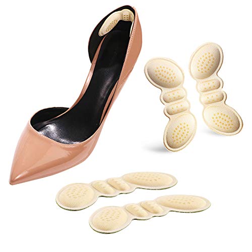 Product Cover Heel Cushion Inserts/Heel Grips/Shoe Pads for Women Flat or High Heel to Prevent Heel Slipping Out of Shoes, Improve Shoes Too Big, Rubbing, Blisters, Foot Pain 2 Pairs (Beige)