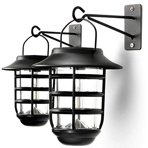 Product Cover Home Zone Security Solar Wall Lantern Lights - Outdoor 3000K Decorative Lantern Lights with No Wiring Required (2-Pack)