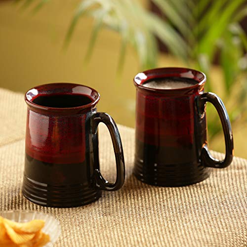 Product Cover ExclusiveLane 'Crimson Inquisitiveness' Hand Glazed Studio Pottery Ceramic Beer & Milk Mugs (Set Of 2) - Cups tea mugs coffee mugs mugs coffee mugs ceramic mugs milk mugs ceramic travel mug