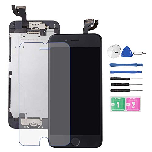 Product Cover for iPhone 6 Screen Replacement Black, Drscreen 3D Touch Screen Digitizer for A1586/A1549/A1589 LCD Screen Full Assembly with Home Button and Camera,Earpiece,Proximity Sensor, Protector Repair Tool