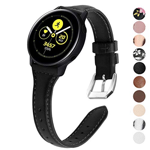 Product Cover EZCO Leather Bands Compatible with Samsung Galaxy Watch Active / Active 2 / Galaxy Watch 42mm / Gear Sport, 20mm Slim Genuine Leather Watch Strap Replacement Wristband for Galaxy Watch 42mm R810