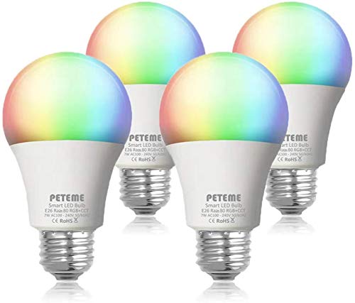 Product Cover Smart LED Light Bulb 2.4G(Not 5G) E26 WiFi Multicolor Light Bulb Work with Alexa,Siri, Echo, Google Home and IFTTT (No Hub Required), A19 60W Equivalent RGB Color Changing Bulb (4 Pack)