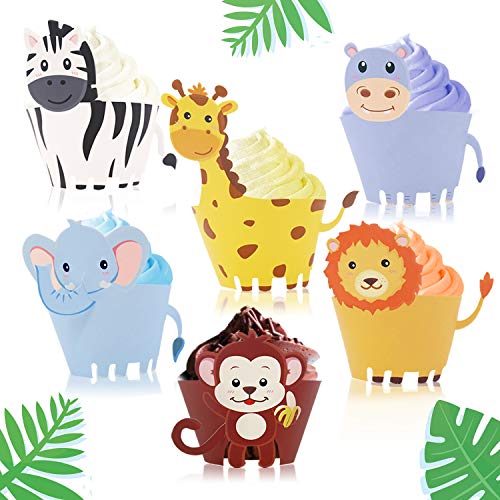 Product Cover Jungle Safari Animal Cupcake Wrapper Zoo Party Supplies Baby Shower Birthday Decorations