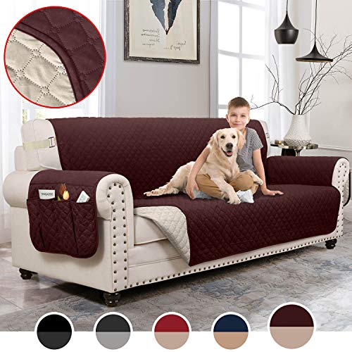 Product Cover MOYMO Reversible Couch Covers for Dogs,Durable Sofa cover,Sofa Covers for Dogs,Sofa Slipcover,Couch Covers for 3 Cushion Couch,Sofa Covers for Living Room,Couch Protector(Sofa:Chocolate/Beige)