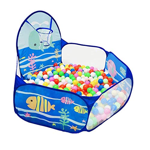 Product Cover LOJETON Kids Ball Pit Pop Up Children Play Tent, Toddler Ball Ocean Pool Baby Crawl Playpen with Basketball Hoop and Zipper Storage Bag - Balls Not Included