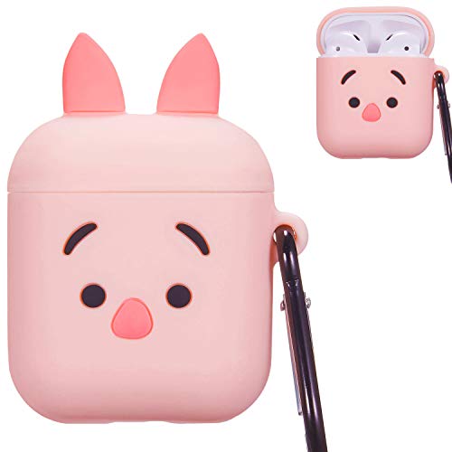 Product Cover Jocci For Airpods 1&2 Case,Cute 3D Funny Cartoon Character Soft Silicone Airpod Cover,Kawaii Fun Cool Catalyst Keychain Design Skin,Fashion Pink Unique Cases for Girls Kids Teens Boys Air pods(Piglet)