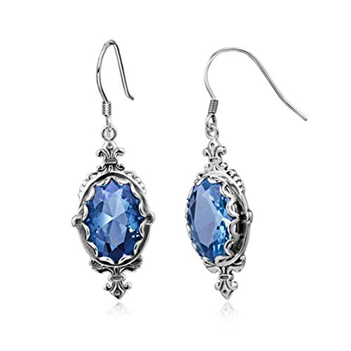 Product Cover ZALING Blue Topaz Aquamarine Gemstone Teardrop Drop Dangle Earrings