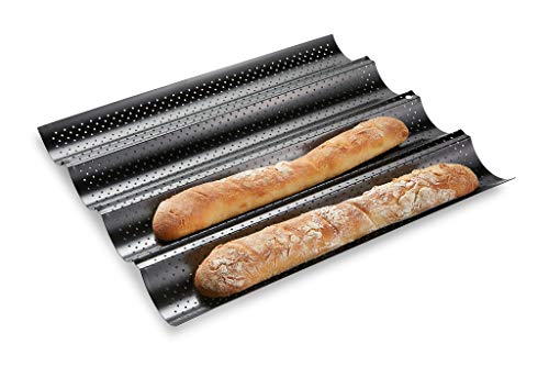 Product Cover FlexWare French Bread Baguette Pan Nonstick Dishwasher Safe for Baking 4 Loaves Food Grade
