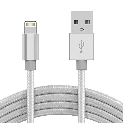 Product Cover iPhone Charger Lightning Cable 10ft - by TalkWorks | Long Braided Heavy Duty MFI Certified Apple Charger iPhone Cord for iPhone 11, 11 Pro/Max, XR, XS/Max, X, 8, 7, 6, 5, SE, iPad - Silver