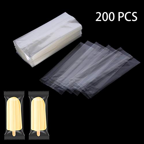 Product Cover 200 PCS MeiMeiDa Plastic Popsicle Bags Disposable - Thickened Frozen Sucker Ice Pop Bags DIY Ice-Lolly Wrapping Clear Ice Cream Sealing Bags, Hot Sealing Candy Bags, 3.15