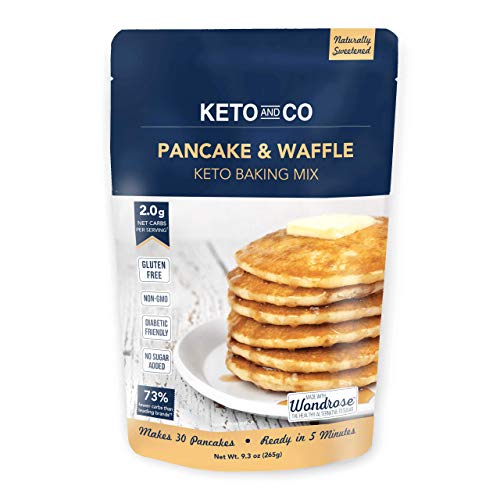 Product Cover Keto Pancake & Waffle Mix by Keto and Co | Fluffy, Gluten Free, Low Carb Pancakes | 2.0g Net Carbs per Serving | No Sugar Added | Diabetic & Keto Friendly | Makes 30 Pancakes