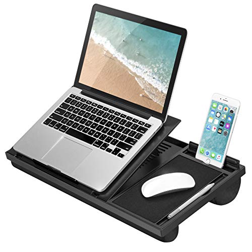 Product Cover LapGear Ergo Pro Laptop Stand - Lap Desk with 20 Adjustable Angles, Mouse Pad, and Phone Holder - Black - Fits Up to 15.6 Inch Laptops and Most Tablets - Style No. 49408