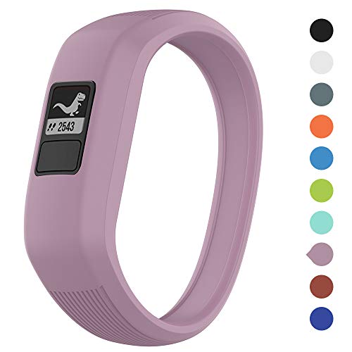 Product Cover Meifox Compatible with Garmin vivofit JR Bands for Kids,Solf Silicone Replacement Band with Garmin Vivofit JR/Vivofit JR 2 / Vivofit 3 (Purple, Small)