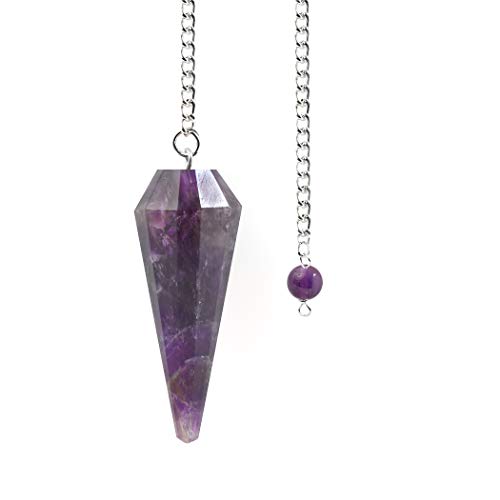 Product Cover Amethyst Crystal Pendulum Stone Healing Quartz 12 Facet Reiki Charged Bead End