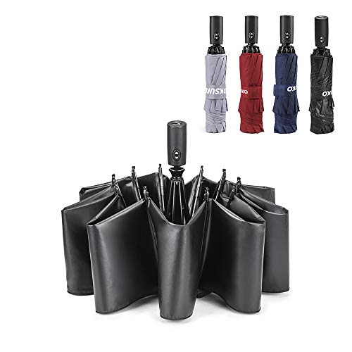 Product Cover DKSUKO Travel Umbrella Windproof UV Compact Folding Umbrellas with Teflon Coating - Auto Open/Close(Black)