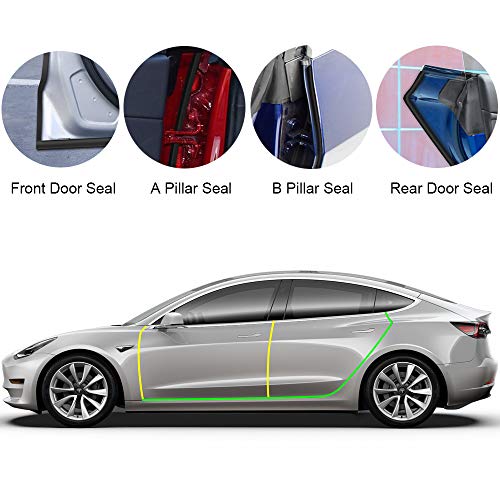 Product Cover BASENOR Tesla Model 3 Door Seal Kit Soundproof Rubber Weather Draft Seal Strip Wind Noise Reduction Kit