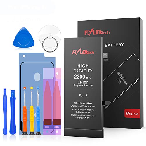 Product Cover Flylinktech for iPhone 7 Battery, 2200mAh High Capacity Li-ion Battery with Repair Tool Kit-Included 24 Months Assurance