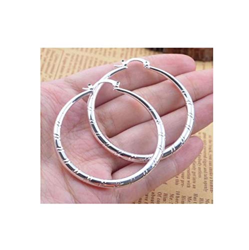 Product Cover Classic Silver Big Hoop Earrings, Fashion 925 Sterling Solid Silver Large Round Huggie Hoops Earring Jewelry Gifts for Women Girls(1.18