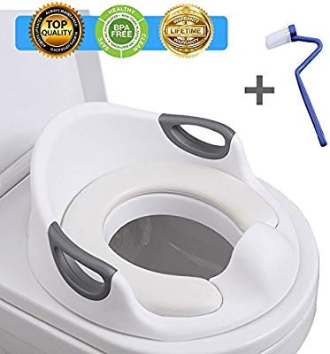 Product Cover Potty Training Seat for Kids Toddlers Boys Girls Toilet Seat for Baby with Cushion Handle and Backrest Toddlers Toilet Training Seat for Baby Kids Toddlers